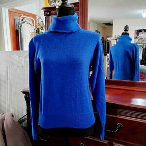 Blue Long Sleave Knitted Turtleneck Top
